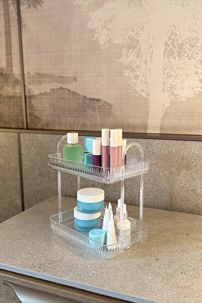 UNIQUE ME 2 Tier Makeup Organizer Cosmetic Accessory Organizer Bathroom Shelf Diamond