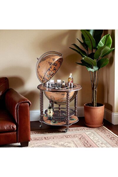 Zoffoli Retro Ayaklı Dünya Bar 69x69x98 Cm | Ekstra Büyük Boy Dekoratif Bar Ü...