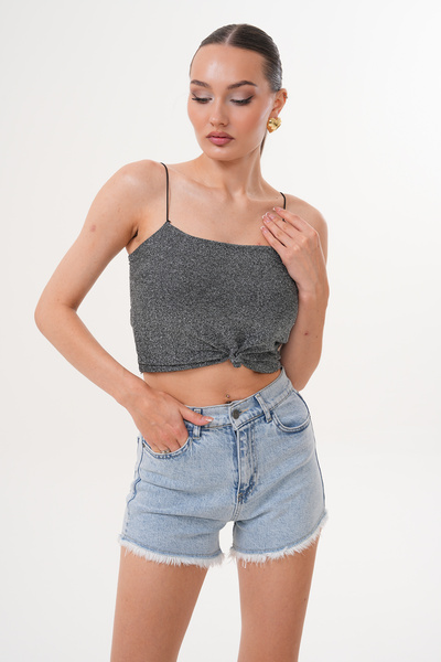 Eseclass KADIN KOT ŞORT YÜKSEK BEL PÜSKÜL DETAYLI