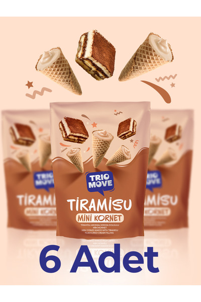 TrioMove Mini Kornet - Tramisu Aromalı Kremalı (6 PAKET) Trio Move