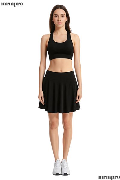 mrmpro Women's Swimsuit Skirt with Shorts Swimsuit Set – Padded Crop Top Skirt Shorts Set 2 Pieces