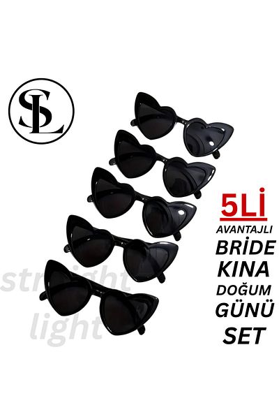 Straight Light Hearted Bride Bridesmaid Bride Sunglasses Set of 5 Black Wedding Engagement Bride Kina after Birthday Party