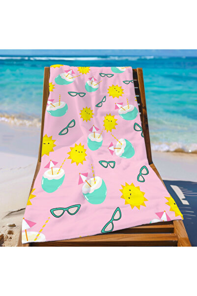 Piloji منشفة شاطئ منقوشة صيفية - منشفة حمام - منشفة بحرية 75x150 سم