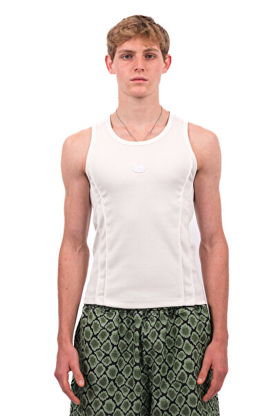 WAUER Erkek Slim Fit Beyaz Atlet – Dikiş Detaylı, Spor Tarz, Kolsuz Tank Top