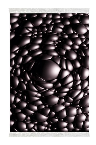 Alanur Home Αντιολισθητική βάση Djt Σετ τουαλέτας Trend Fringed Geometric E5009 Μαύρο