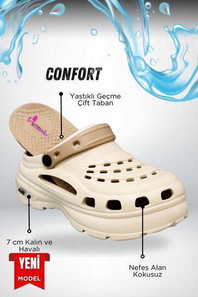 Moda Anna Sermoda High Double Sole Stone Sea Pool Sabo Doctor Nurse Hospital Comfort Daily Women's Slippers