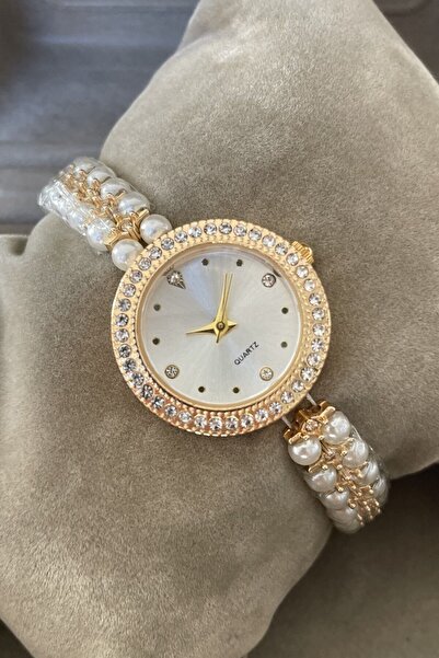 Leerybee Özel Kutulu İnci ve Taşlı Model Minimal Kadın Kol Saati Arkadaşa Sev...