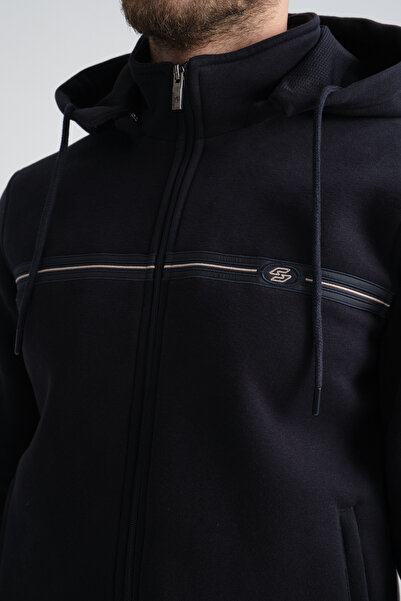 Shooter Ανδρικό σετ χειμερινής φόρμας Navy Blue με κουκούλα με τρεις κλωστές κανονική εφαρμογή