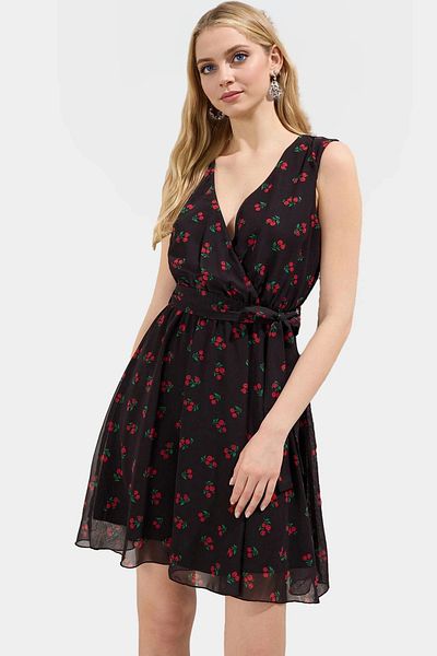 PayBuy Chiffon Mini Dress V-Neck Floral Print Lined Summer Casual Durable Material Perfect Fit