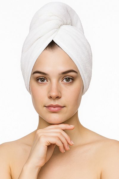 embays collection Button Elastic Hair Towel, Hair Cap, Makeup Cap, Facial Care Towel, Hair Drying after Bath