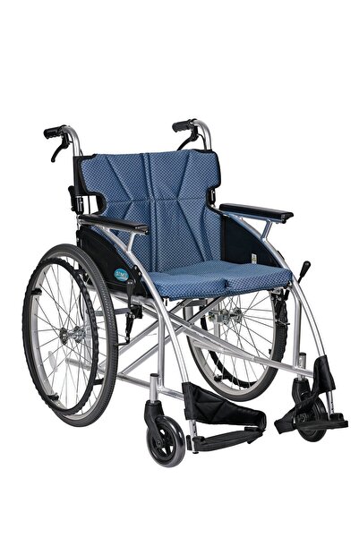 VERA MEDİKAL Mavi Lüks Alüminyum Katlanabilir Refakatçi Tekerlekli Sandelye