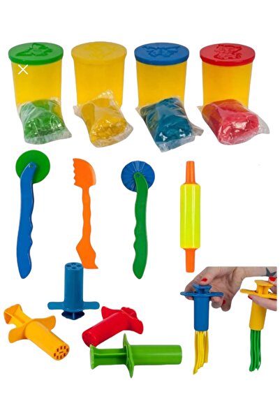 BYCEGU OYUNCAK DÖRTLÜ OYUN HAMURU HAMUR KESME ALETLERİ VE HAMUR SIKMA ŞIRINGA...