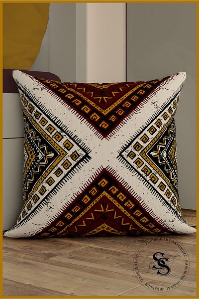 SasoHome Husă de pernă cu fundal otoman, cu modele artizanale, imprimată digitală 3D, serie etnică.