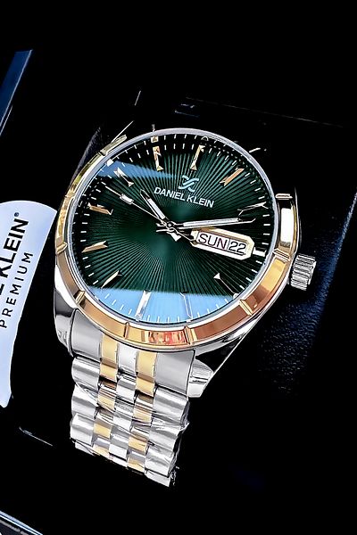 Daniel Klein Premium Men's Wristwatch 3 Atm Waterproof Silver Color Steel Strap + Natural Stone Bracelet Cbk207