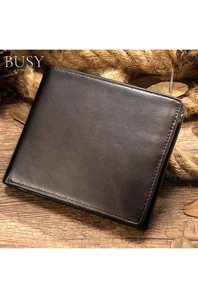 Busy Lady&Gentleman Men's wallet NoScan Bruiage, genuine leather, anti-scanning RFID cards, ID card compartment