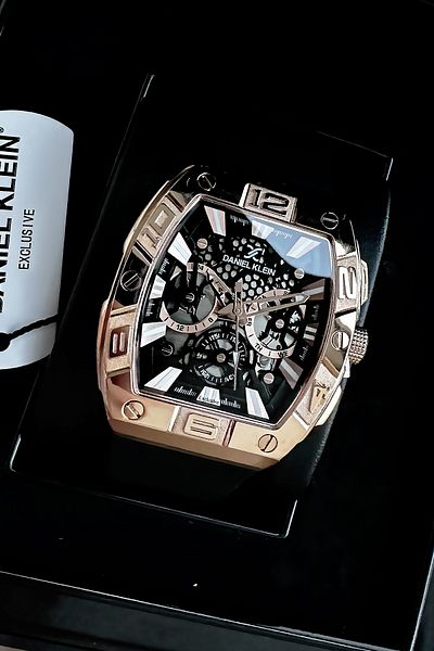 Daniel Klein Exclusive Men's Black Silicone Wristwatch and Bracelet Set - Functional, Gift DKER2052C2
