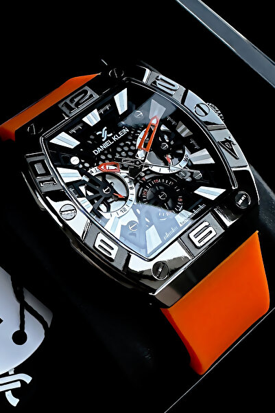 Daniel Klein Exclusive Full Fonksiyonlu Erkek Kol Saati Turuncu Silikon Kordon + Bileklik Hediyeli DKER2052C3