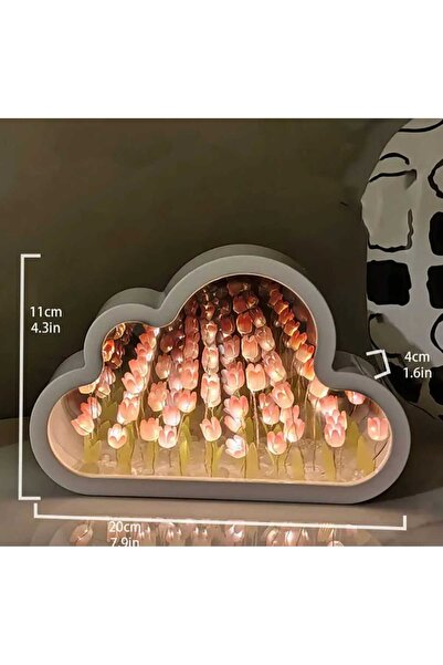 Elit 81 Lale Desenli Bulut Gece Lambası Özel Tasarım ( Pembe)