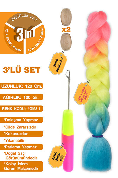 TAM TARZ Păr sintetic African Black Braiding - pentru Rasta și Box Braid, croșetat pentru împletire afro și set de 3 margele pentru împletire