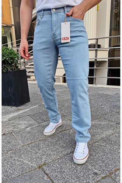 Ceza Denim بنطال جينز رجالي قابل للتمدد من الليكرا باللون الأزرق الجليدي - CE...