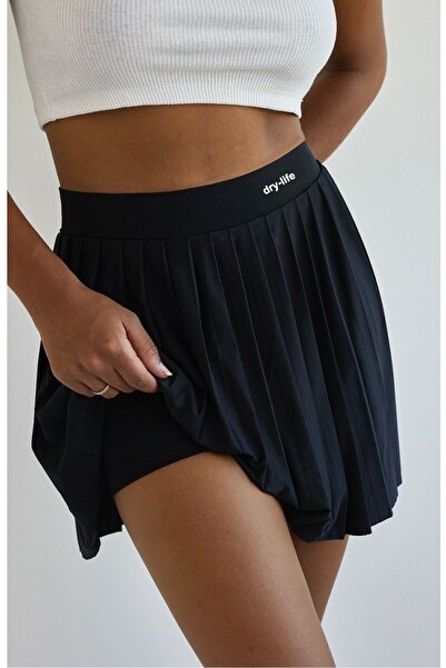 DryMod Yüksel Bel İçi Şortlu Pileli Spor Tenis Eteği