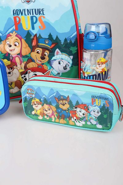 PAW PATROL Geantă de grădiniță de dimensiuni mici de 32 cm cu licență Dekomus, sticlă de apă de 500 ml, recipient pentru nutriție și clopoțel pentru stilou