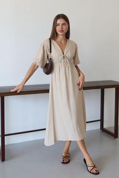 Mogi Butik 3090 Basic μπροστινό δεμένο γυναικείο φόρεμα μουσελίνας