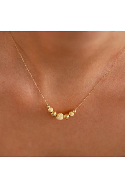 Sandra Ferretti Colier din Aur Galben de 14 K cu Bile Glazurate și Bile Simple