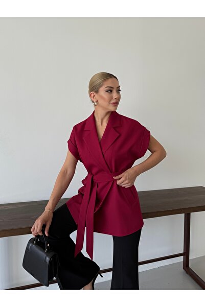 Nadrina Low sleeve oversize belted vest