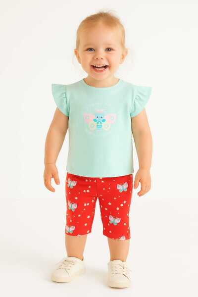 BABİDO طقم كابري مكون من قطعتين للفتيات الصغيرات. تي شيرت قطن. كابري كولون من...