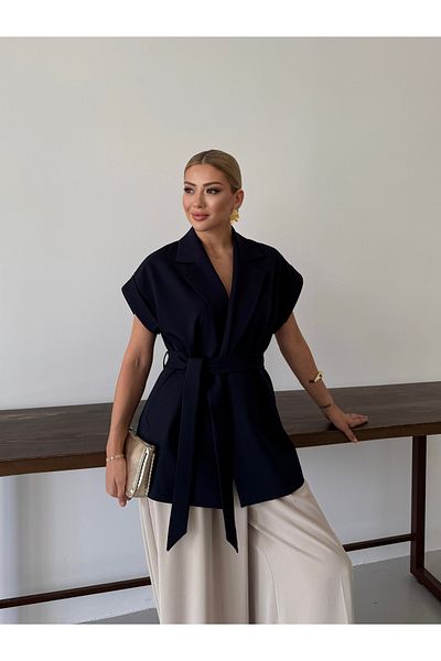 Nadrina Low sleeve oversize belted vest