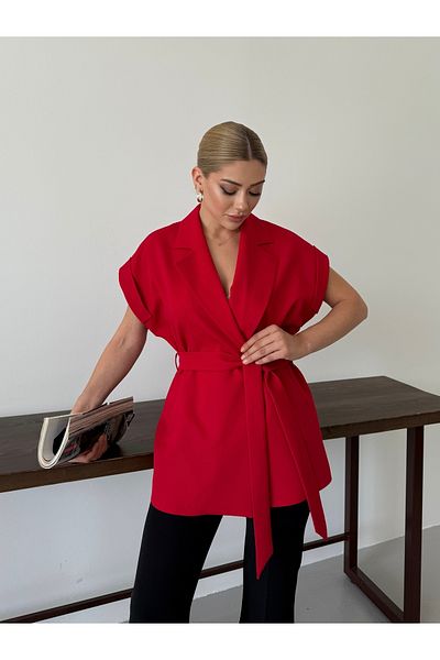 Nadrina Low sleeve oversize belted vest
