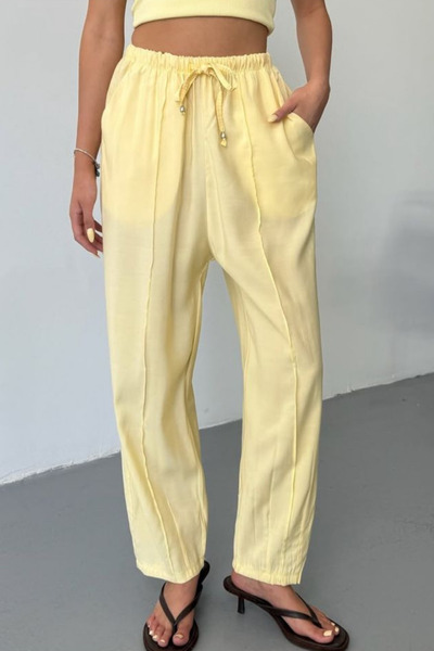 Feela Moda Women's Modal Cupra Elastic Waist Striped Baggy Trousers 2019