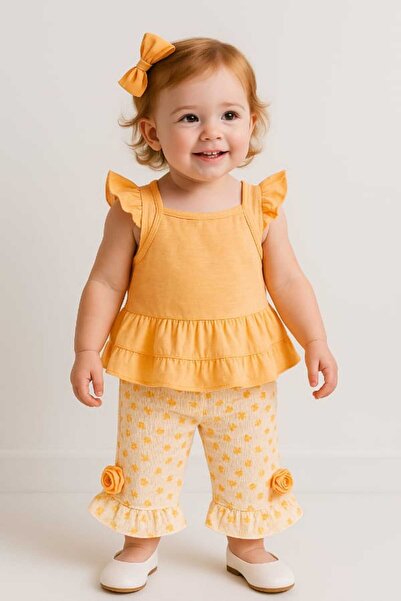 BABİDO Baby Girl Zero Sleeve Cotton 2 Piece Set