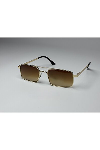 MONAL Cran Gold Sunglasses Rectangular Frame Brown Glass Color 54 Ekartman