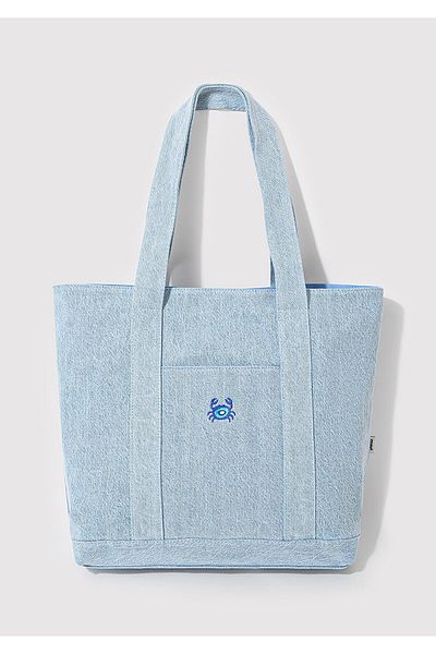 Mavi Geantă de umăr din denim brodat crab 1913077-70800