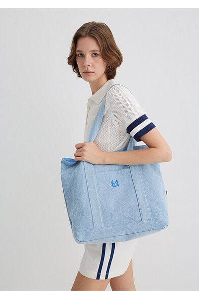 Mavi Geantă de umăr din denim brodat crab 1913077-70800