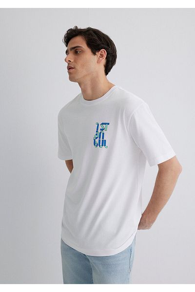 Mavi Λευκό μπλουζάκι Istanbul Printed Loose Fit / Loose Casual Cut 0612989-620
