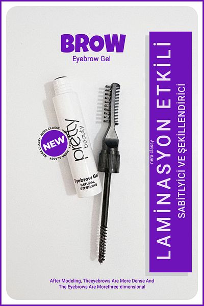 Nera Classy Lamination Effective Eyebrow Fixer and Shaper, Fixing Gel, Eyebrow Brush, Eyebrow Comb
