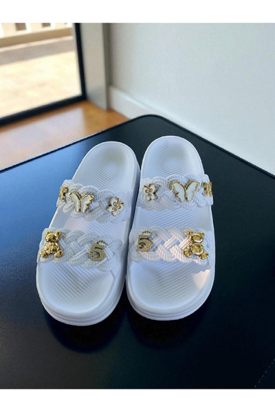 özgün adım Zenne Braided Stone Lux Comfortable Eva Women's Slippers