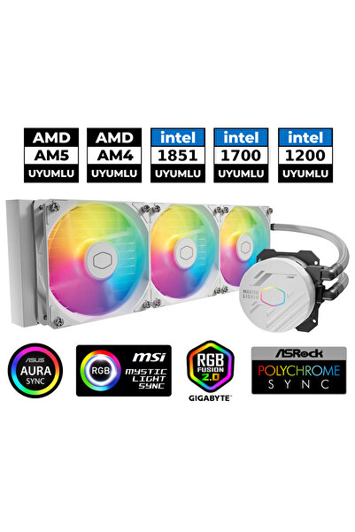 Cooler Master Masterlıquıd 360L Core Argb Beyaz Argb 360MM Işlemci Sıvı Soğutucu
