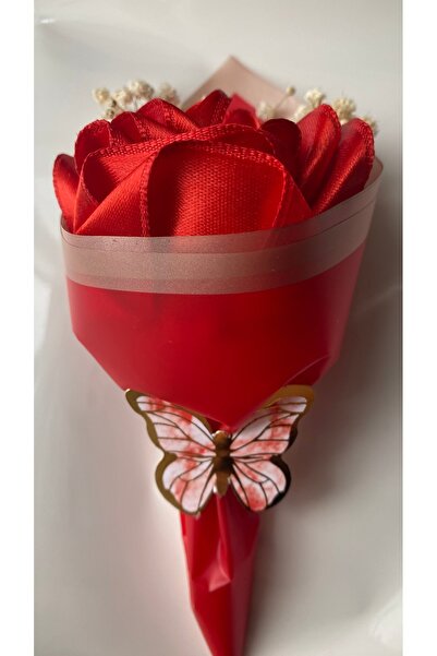 İZMİLA زهرة جانبية واحدة من القهوة، وردة حمراء، تفاصيل فراشة، وعد، وعد