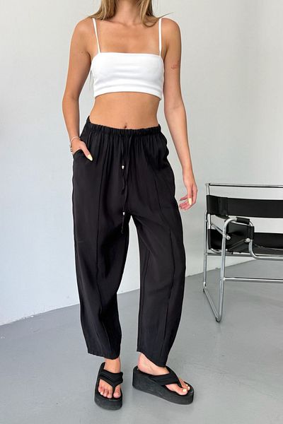 adba style 4027 Modal Cupra Women's Pants with Elastic Waistband