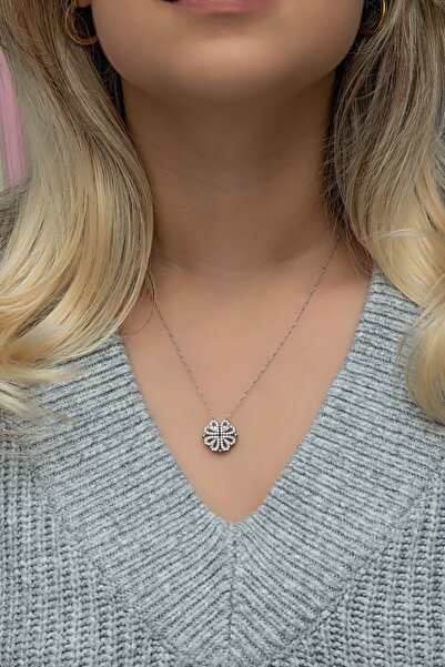Perry Accesories açılabilir ve kapanabilir dört yapraklı yonca kolye kararmaz çelik yonca kolye hediye kolye