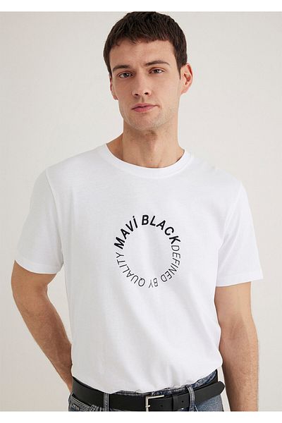 Mavi Μαύρο εμπριμέ λευκό T-shirt Regular Fit 0612406 -620