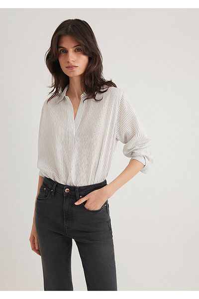 Mavi Ριγέ λευκό πουκάμισο Loose Fit / Loose Relaxed Cut 1211012-85407