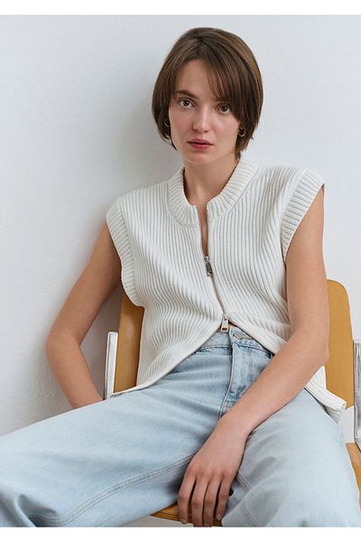 Mavi Sleeveless White Cardigan Regular Fit 1710627 -70057