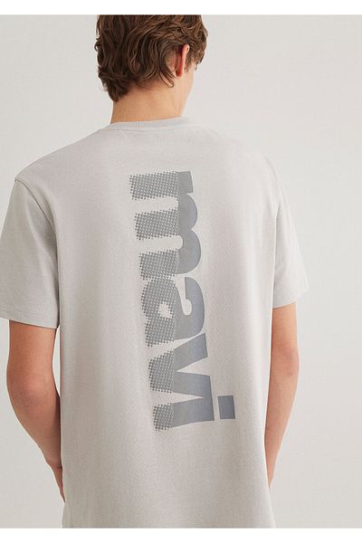 Mavi Logo Back Printed Gray T-Shirt Loose Fit / Loose Relaxed Cut 0612522 -70074