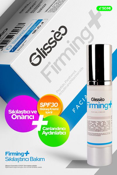 Glisseo Firming 12% Peptide 2% Panthenol Firming, Vitality and Repairing Effect Spf30 Face Cream 50 ml