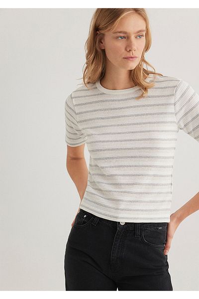 Mavi T-Shirt Crew Neck Ecru Slim Fit 1612126 -88146